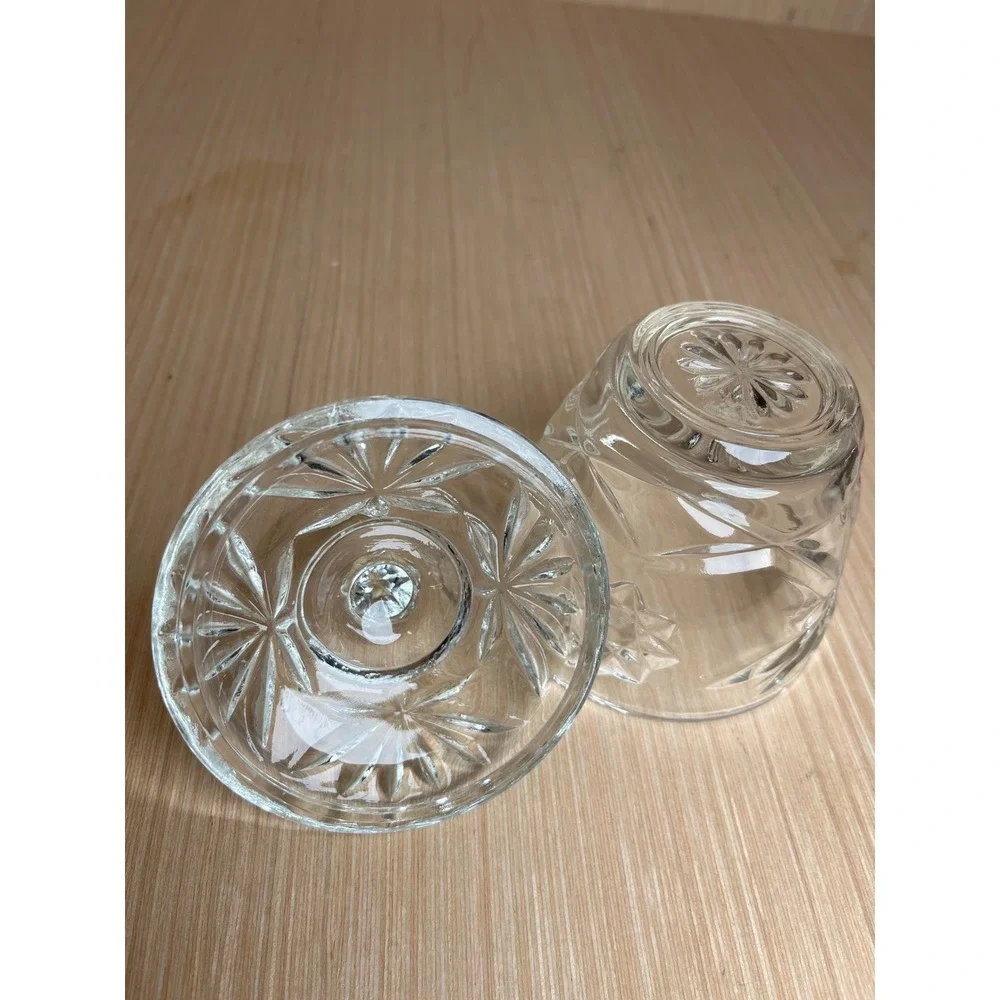 Vintage Anchor Hocking Clear Pressed Glass Starburst Lidded Sugar Bowl MCM